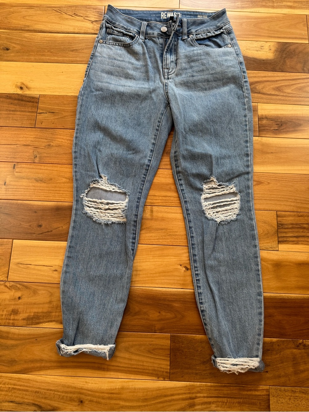 Rewash Light Blue Ripped High Rise Vintage Reunion Jeans